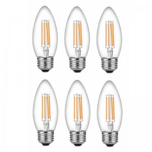 Bóng đèn LED nến 60 watt Cơ sở trung bình, Bóng đèn nến, Bóng đèn có thể điều chỉnh rõ ràng Bóng đèn LED 60 watt (Chỉ sử dụng 4,5 watt), Bóng đèn dây tóc LED C37