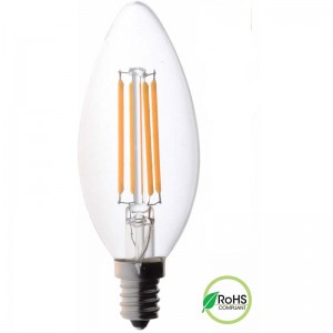 Bóng đèn LED nến 60 watt Cơ sở trung bình, Bóng đèn nến, Bóng đèn có thể điều chỉnh rõ ràng Bóng đèn LED 60 watt (Chỉ sử dụng 4,5 watt), Bóng đèn dây tóc LED C37