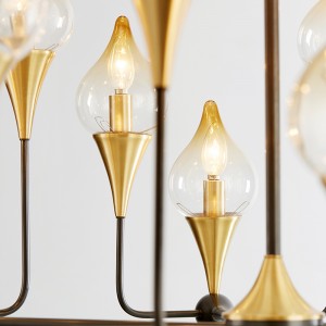 Bắc Âu hiện đại sắt sáng tạo cá tính đèn chùm thủy tinh