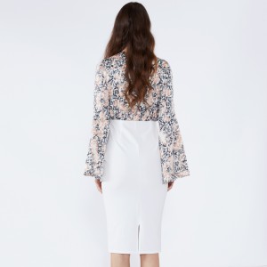 Váy hoa trắng tay áo có họa tiết bodycon Dress 2019 Quần áo nữ