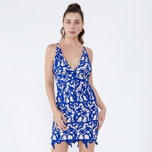 Tên phụ nữ Retro Sexu Trở lại mở buổi tối màu xanh