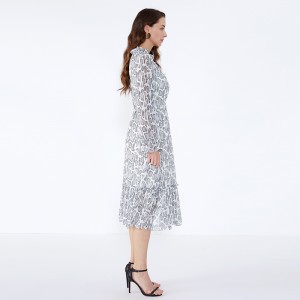 OEM Frock Design dài tay maxi Animal Print Plus Size Quần áo cho nữ