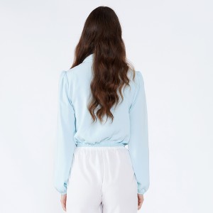 Khăn quàng cổ màu xanh nhạt Cổ áo thời trang thanh lịch Mặc đồ nữ dài tay áo