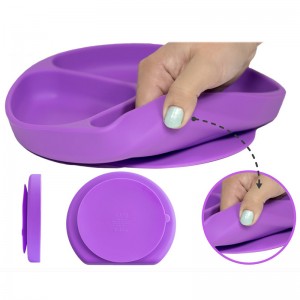 Soft Anti Skid Silicone Round Divided Baby Dinner tấm