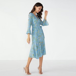 Sky Blue Fancy Dinner Tutu Kiểu dáng châu Phi Đầm mùa đông