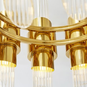 Modern Glass Glass Phòng khách Phòng ngủ Đèn chùm kim loại Km2129