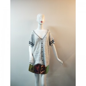 LIGHT GRAY V-NECK CARDIGAN RLWS0037F