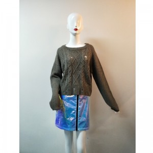 GRAY CÁP KNIT SWEATER RLWS0053F