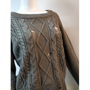GRAY CÁP KNIT SWEATER RLWS0053F