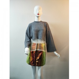 GRAY LACE HEM SWEATER RLWS0073F