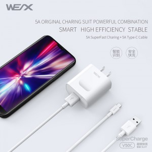 WEX - V50C 22,5W HUAWEI Bộ sạc điện siêu tốc, bộ sạc tường, bộ sạc du lịch được ghép nối với cáp 5A
