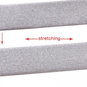 11 # Frosted Silver Long lanh Chất lượng tốt Độ đàn hồi cao Được dệt tùy chỉnh Băng vải đàn hồi 1,8 inch Băng thun kim loại