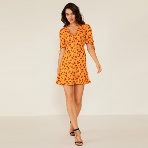 Nhà máy chuyên nghiệp Oem Phụ nữ mùa hè Đầm xòe in hoa