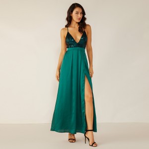 Custom Oem Summer Green Coctail Off Shoulder Sexy Tối Backless X Lady Đầm dự tiệc nữ thanh lịch WM0005