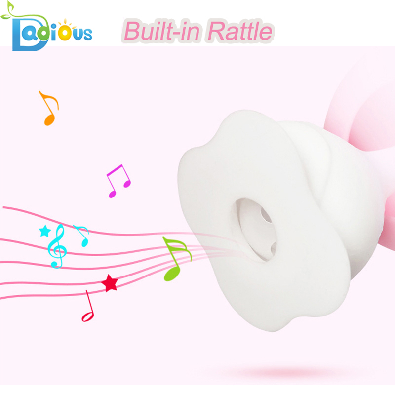Thiết kế mới An toàn cho bé Teether Rattle Food Lớp Silicone Baby Teether BPA Free Baby Teether