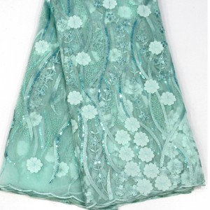 3d Hoa ren với sequin Chất lượng cao Vải ren Pháp Phi cho tiệc cưới Thêu vải ren lưới