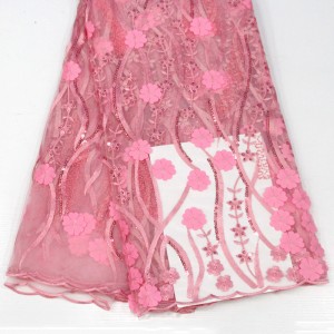 3d Hoa ren với sequin Chất lượng cao Vải ren Pháp Phi cho tiệc cưới Thêu vải ren lưới