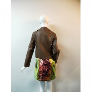 ÁO KHOÁC BROWN PU BIKER RLWPJ0016N