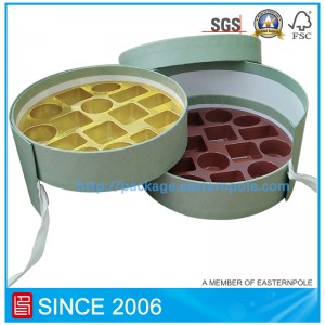 Hộp sô cô la tròn cứng nhắc sang trọng với hai lớp