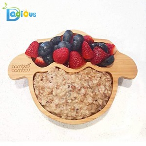 Thiết kế mới nhất Đồ dùng cho trẻ sơ sinh Đĩa thức ăn cho trẻ và Bộ thìa được chia riêng Đặt tấm tre hút