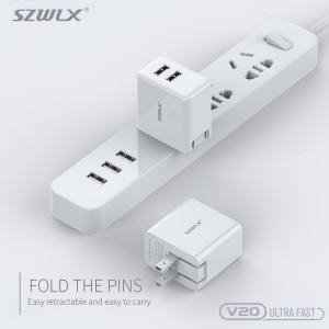 Máy móc đôi USB WEX V20 có hàm to gấp đôi dành cho Iphone X /8 /7 /6s /Plus, iPad Air 2 /mini 3, Galaxy S7 /S6 /6 Cạnh S6, Note 5 và nhìu, Trắng
