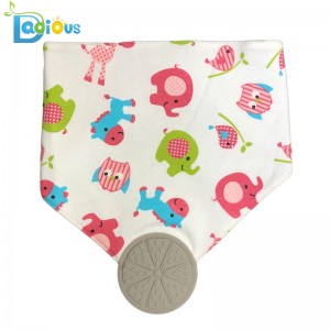 Bé mọc răng Bandana Bib Yếm silicon không có BPA Teether Snap có thể điều chỉnh cho bé trai và bé gái