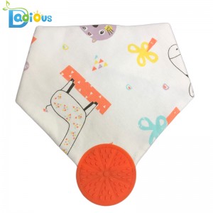 Bé mọc răng Bandana Bib Yếm silicon không có BPA Teether Snap có thể điều chỉnh cho bé trai và bé gái