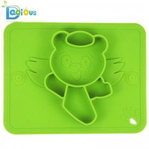 Logo tùy chỉnh Một miếng Silicone Baby placemat Tấm thức ăn cho trẻ em với Cốc hút Phù hợp với hầu hết các khay cao cấp