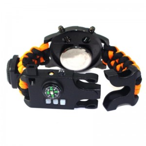 Ngoài trời đa chức năng sáng tạo bán đồng hồ khẩn cấp sống sót an toàn dây đồng hồ dệt nhiệt kế