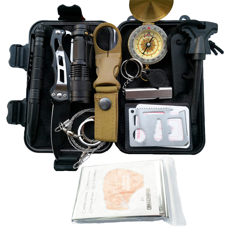 Du lịch thiết bị ngoài trời kit sinh tồn kit đa chức năng lĩnh vực sơ cứu bộ dụng cụ khẩn cấp SOS