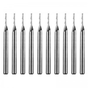 Cacbua phay, sáo đôi Xoắn ốc cacbua Mũi phẳng Mill Mill Bộ định tuyến CNC Bit 1mm Cắt Dia.