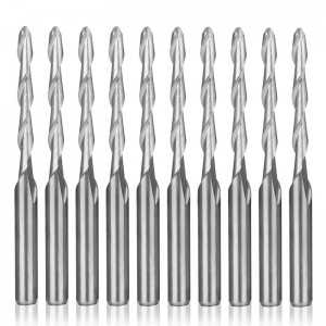 Bộ định tuyến CNC Bit 1/8 Mũi Shank Bóng Mũi Mũi Mill Mill Cắt Dia. 2-Flute xoắn lên dao phay dao phay khắc công cụ khắc thép vonfram 17mm CEL, 38,5mm OAL cho gỗ PVC acrylic
