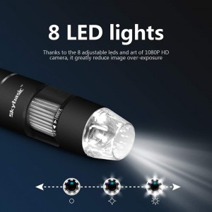 Kính hiển vi kỹ thuật số không dây 50X đến 1000X, 8 Camera quan sát phóng đại LED với Hộp đựng \u0026 Đế kim loại, Tương thích cho Android Windows 7 8 10 Linux Mac