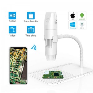 Kính hiển vi WiFi 50X đến 1000X Kính hiển vi kỹ thuật số không dây, Đế quan sát cánh tay linh hoạt với Camera LED 1080P HD 2.0 MP 8, Kính hiển vi cầm tay mini cho PC Android iOS