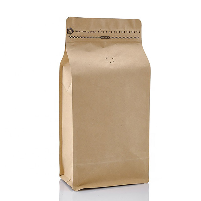 Chất lượng cao 100g 250g 500g 1kg đáy phẳng giấy nâu cà phê bằng hạt cà phê có van và ziplock