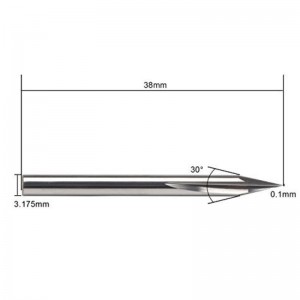 Bit khắc kim loại, Enpoint 30 độ V Bit cacbua Tough Tip Hình nón Bit khắc CNC với rãnh 2 rãnh sáo 1/8 \
