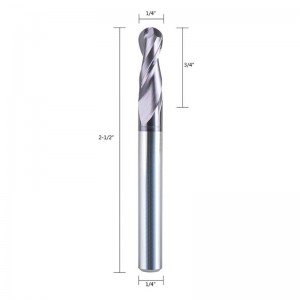 Ball Mũi cacbua End Mill Máy cắt CNC Bộ định tuyến Bits Công cụ phay xoắn ốc 1/4 inch Shank với chiều dài 3 inch