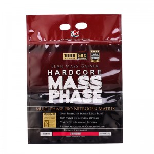 Nhà sản xuất 1 kg Flat bottom Protein bổ sung Túi có túi rõ ràng Cửa sổ đáy vuông Túi túi có khóa kéo