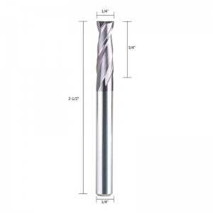 2 sáo 1/4 inch Mũi vuông Mũi cuối Mill carbide CNC Upcut Router Bits Tiain tráng, Chiều dài 2 1/2 inch