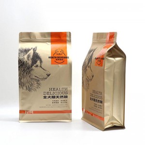 Túi nhựa đáy phẳng có khóa kéo Túi nhựa kín tám mặt cho bao bì túi đựng thức ăn cho thú cưng