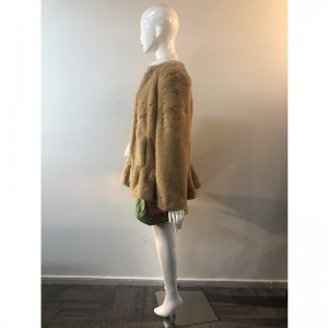 LADIES 'BROWN COLLARLESS FAT COAT RLWF0015