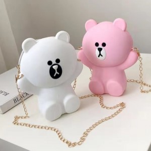 Silicone hoạt hình túi cô gái túi dễ thương silicone điện thoại di động túi gấu cá tính chuỗi đơn vai xiên túi satchel