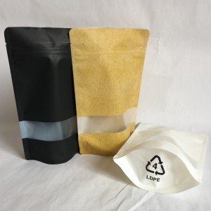 Rào chắn cao PET / PE có thể tái chế túi dây kéo để đóng gói thực phẩm có cửa sổ