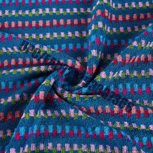 JMD DỆT khô 100% cotton, thêu hoạt hình chú gấu nhỏ, bộ khăn tắm nhuộm nhiều màu Jacquard, bộ 6 bông hoa (màu xanh)