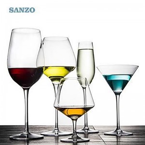 SANZO Black Thân cây Lismore Balloon Wine Glass Handmade Chì pha lê miễn phí Pha lê Kính dày