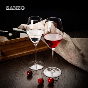 SANZO Black Red Wine Glass Handmade Chì miễn phí Crystal Crystal Thân cây Kính đáy dày
