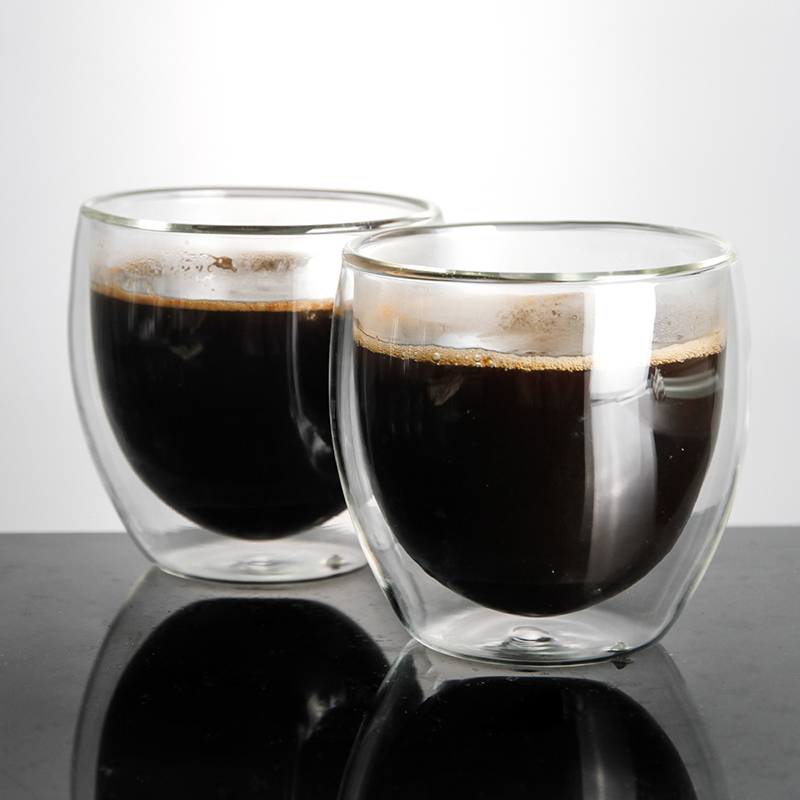 Sanzo Handmade chịu nhiệt Borosilicate Glass Clear Double Wall Coffee Glass Cup Cup Cup Coffee Cup 350ml