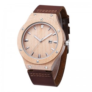 Đồng hồ gỗ tự nhiên Man Analog Quartz Leather Dây đeo thời trang Novel Zebra Đồng hồ nam hiện đại mát mẻ