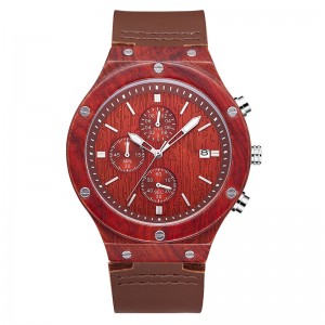 2019 New Red Soft Leather dây đeo gỗ đàn hương Đồng hồ đeo tay gỗ