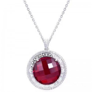 Trang sức cưới garnet đỏ ruby ​​vòng cổ nữ mặt dây chuyền pha lê